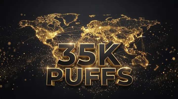 35K Puffs golden world map